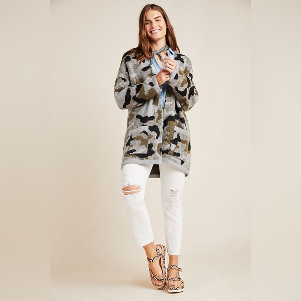 Anthropologie Vera Camo Cardigan